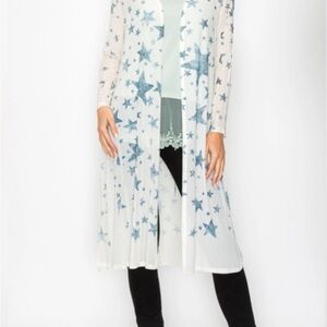 Origami Star Pattern Sheer Duster Kimono  size Small. NWOT